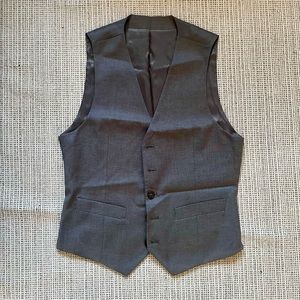 Mango Man Formal Dark Grey Silk Suit Vest Gilet Slim Fit 38